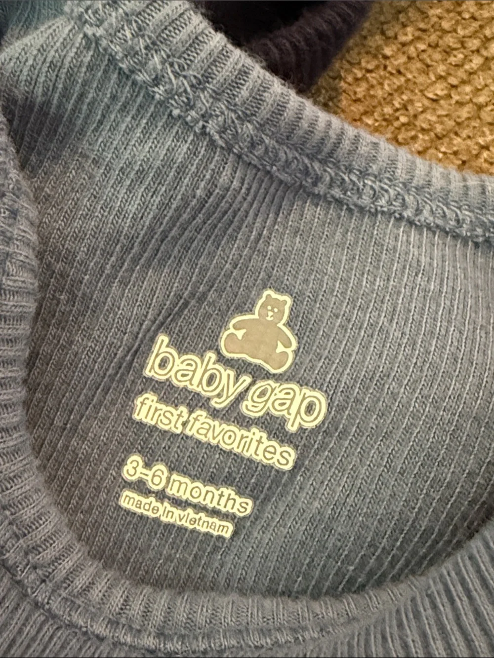 3-Pack Baby Gap Ribbed One-Piece Bodysuits in Navy, Light Blue, & Gray, 3-6 Mo